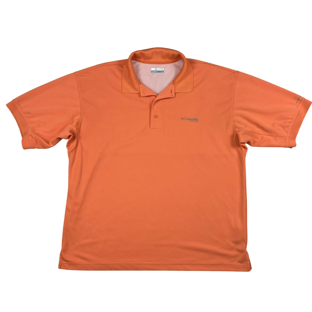 Columbia Polo Shirt Mens Large PFG Omni-Shade Orange Fishing Activewear